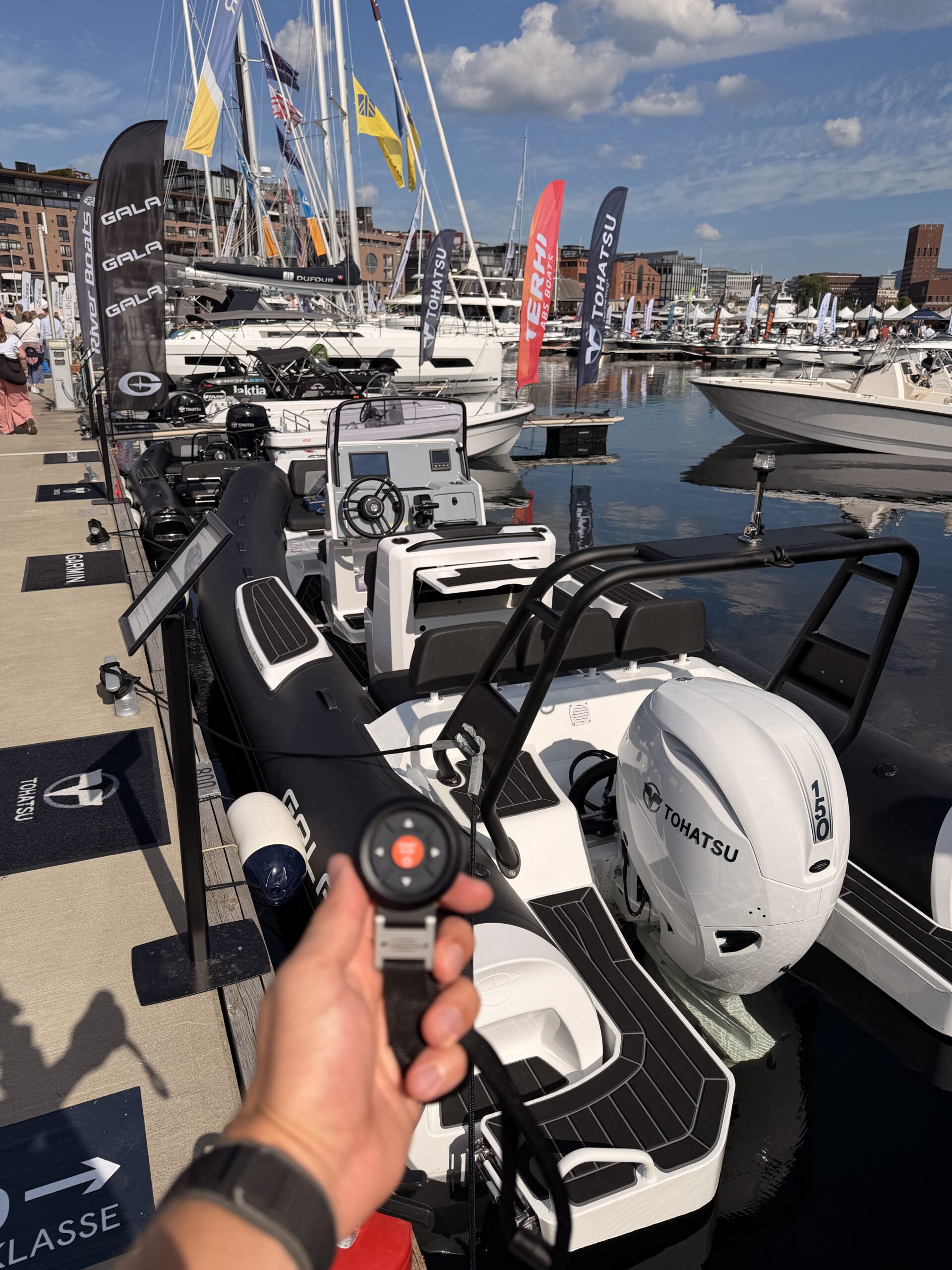 CoastKey Premium Plus on a rib boat from Gala with Tohatsu outboard. For wireless man overboard protection, keyless ignition and remote controlled extra functions